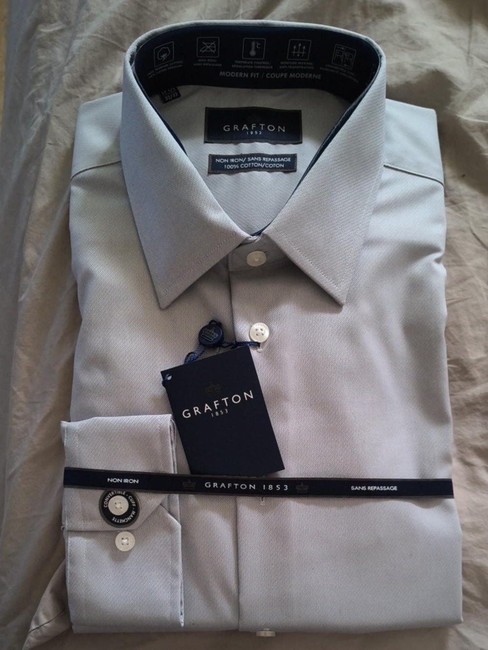 Men's Modern Fit Non-Iron Dress Shirt - Light Gray